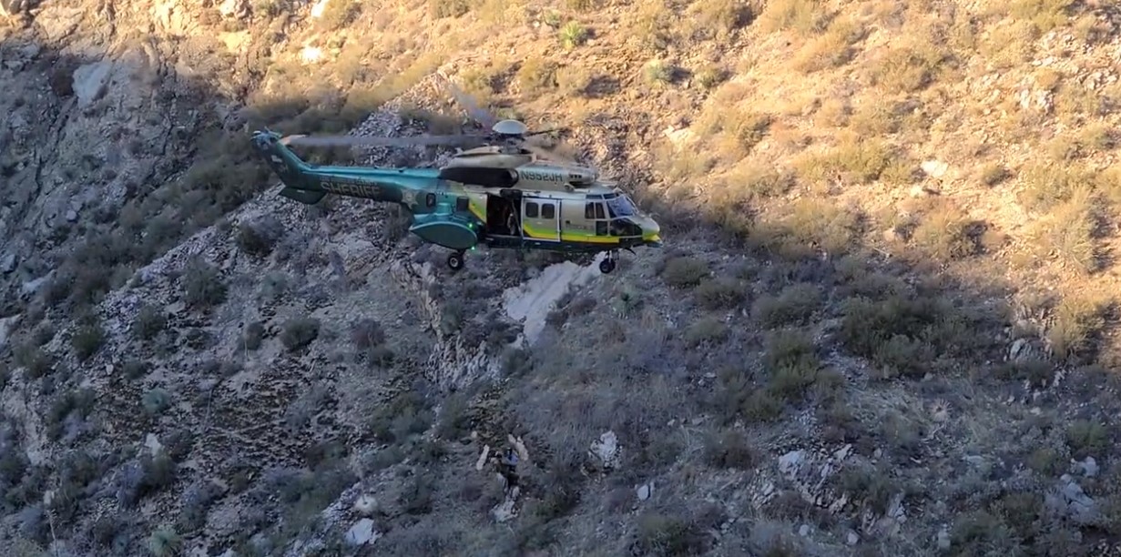 The Los Angeles County Sheriff's Department tweeted video of a rescue in the Angeles National Forest on Dec. 13, 2022.