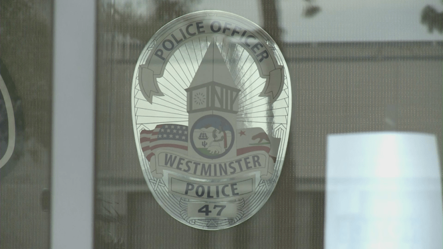 The Westminster Police Department logo is seen in a file photo. (KTLA)