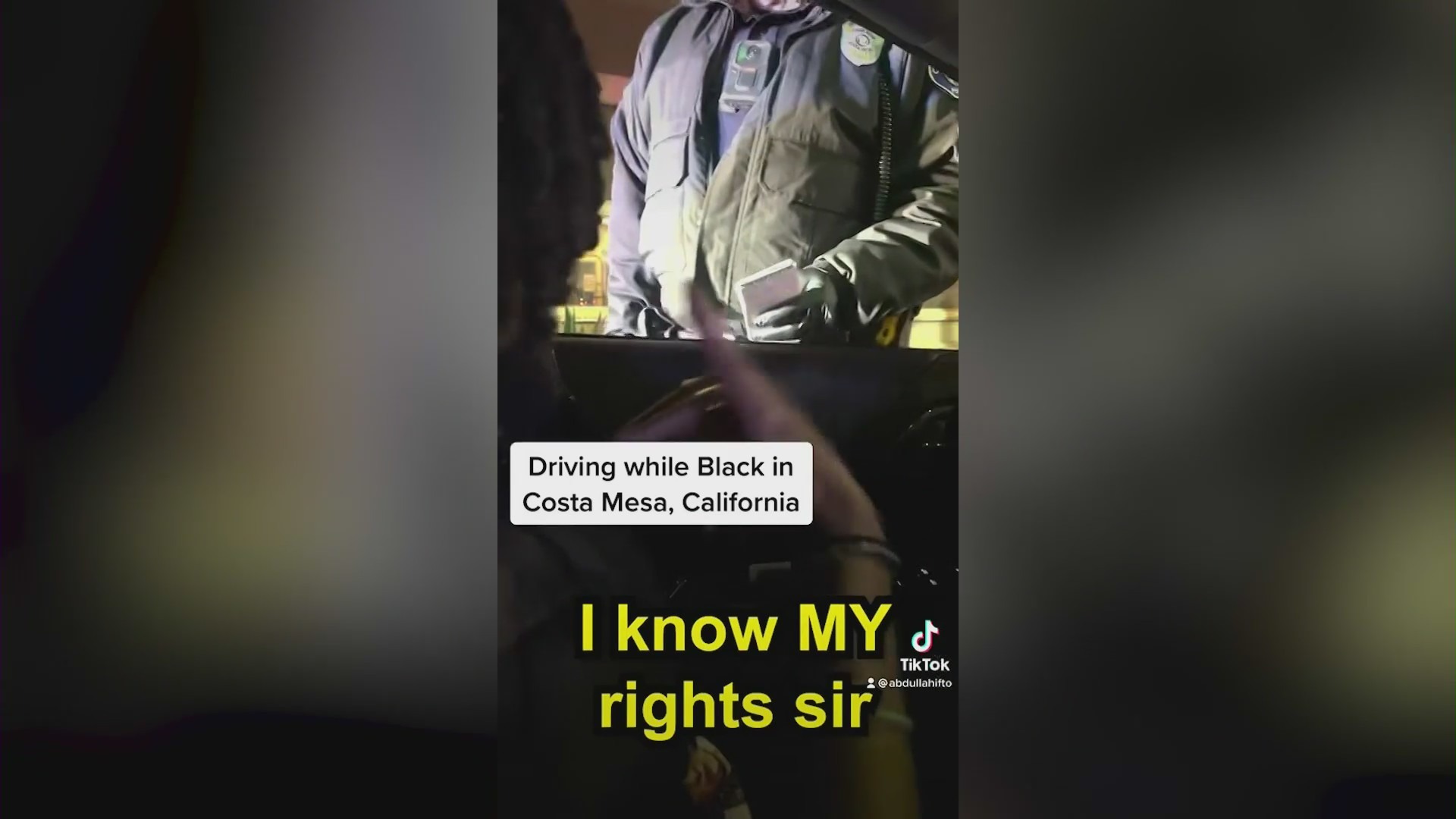 Video posted on social media has triggered accusations of racial profiling after Abdullahi Aden, 22, recorded a traffic stop in Costa Mesa. (Abdullahi Aden)