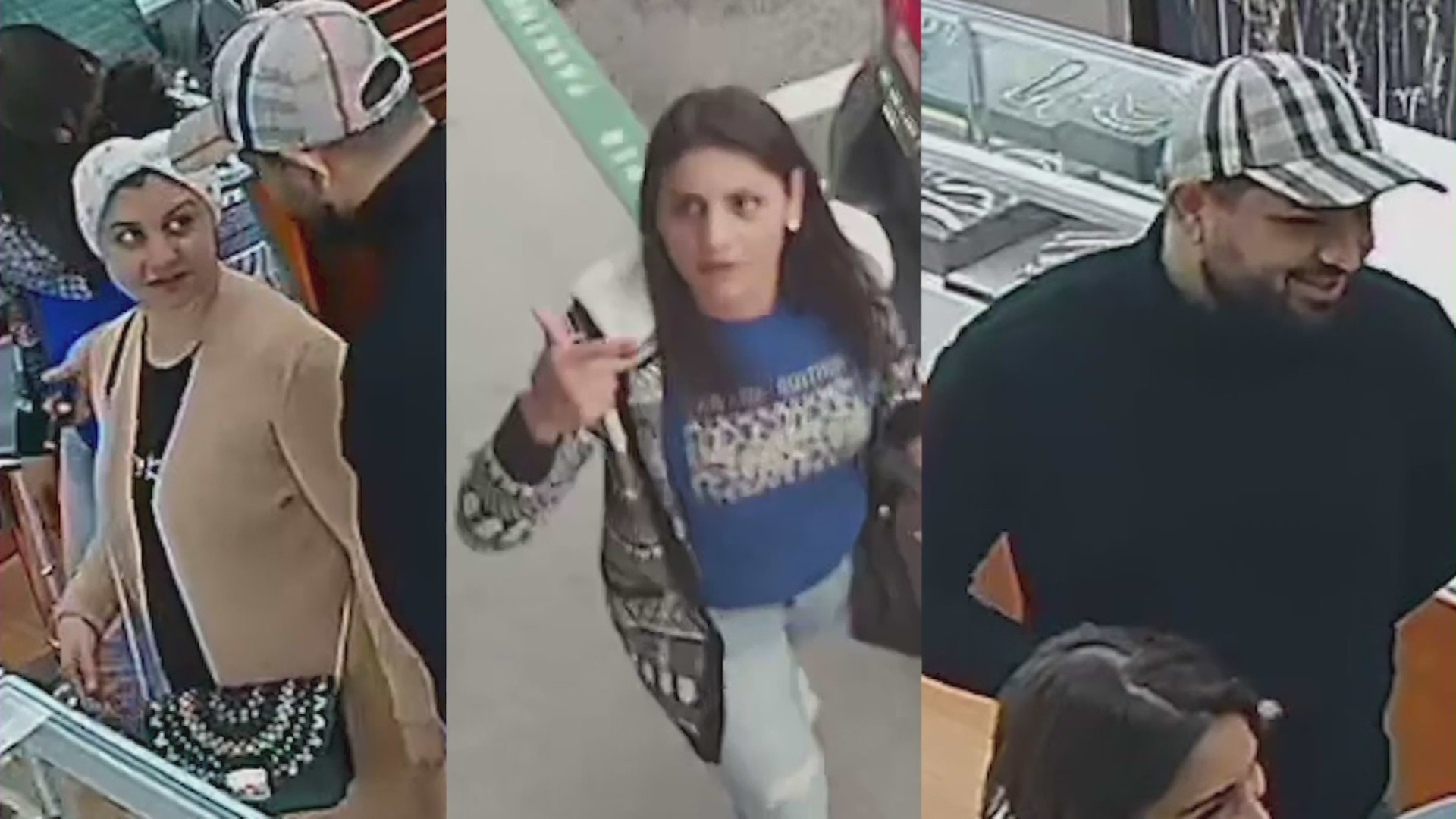 The trio of suspects caught on camera at Jewelry Fixx.