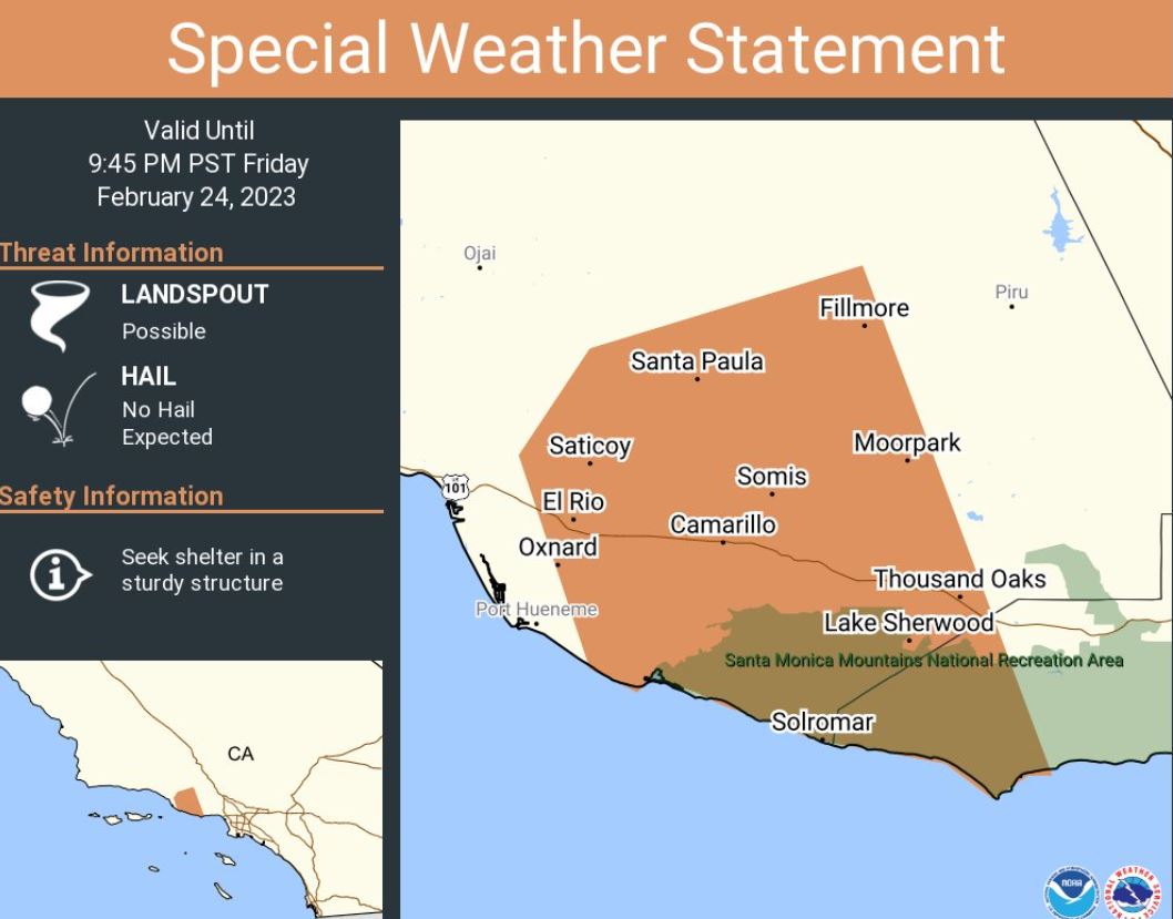 Possible landspout weather alert area. (NWS)