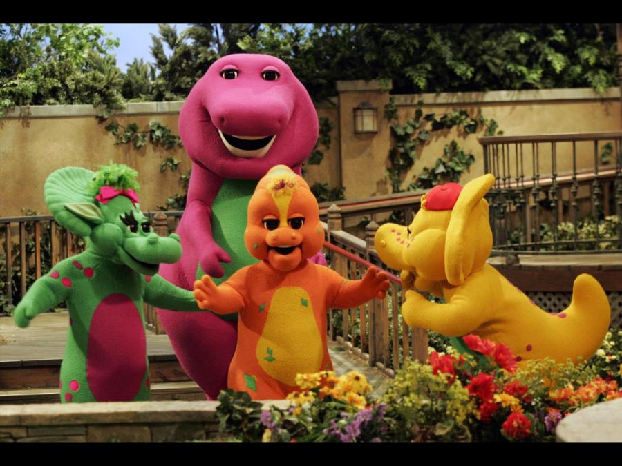 Baby Bop, Barney, Riff and BJ (l-r) from tv series "Barney and Friends" (Associated Press)