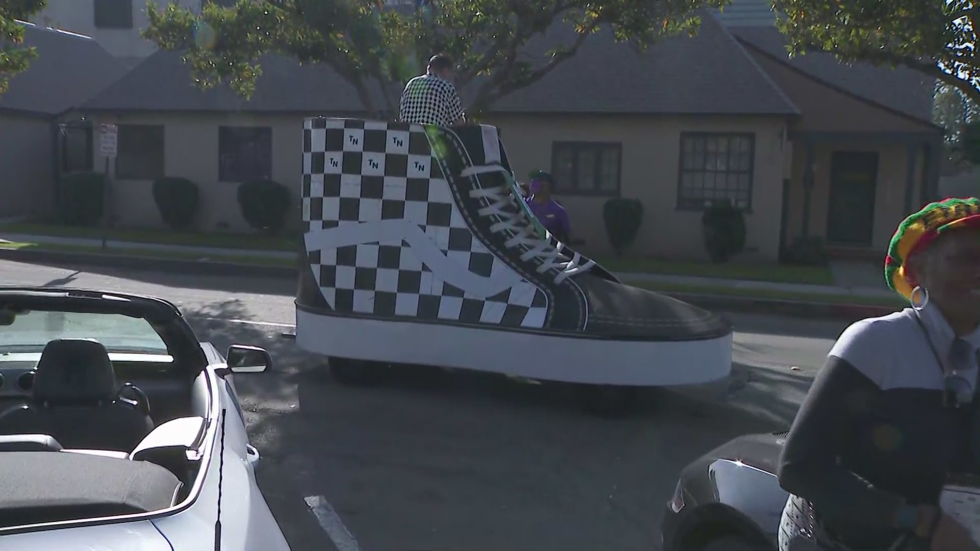 Vans in participating in the Black History Parade and Unity Festival in Anaheim on Feb. 4, 2023. (KTLA)