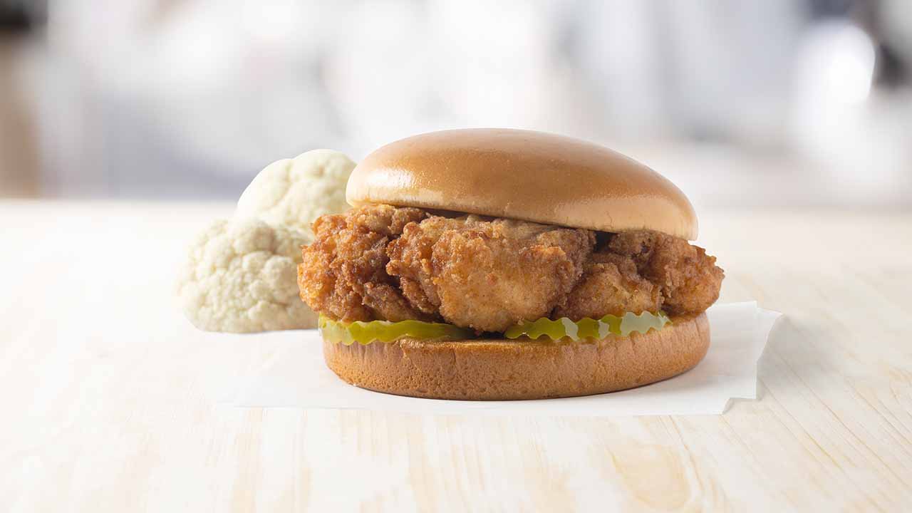 Chick-fil-A has announced plans to test a “Chick-fil-A Cauliflower Sandwich” made with a “tender filet” of deep-fried cauliflower in place of chicken. (Chick-fil-A)