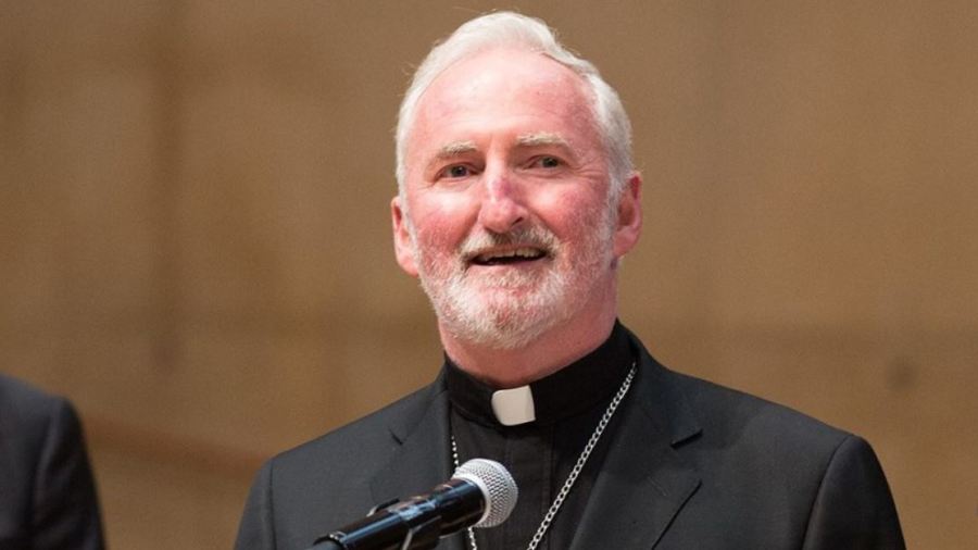 Bishop-elect David O'Connell at a press conference announcing his nomination as auxiliary bishop for Los Angeles in 2015. (Victor Alemán/Angelus News)