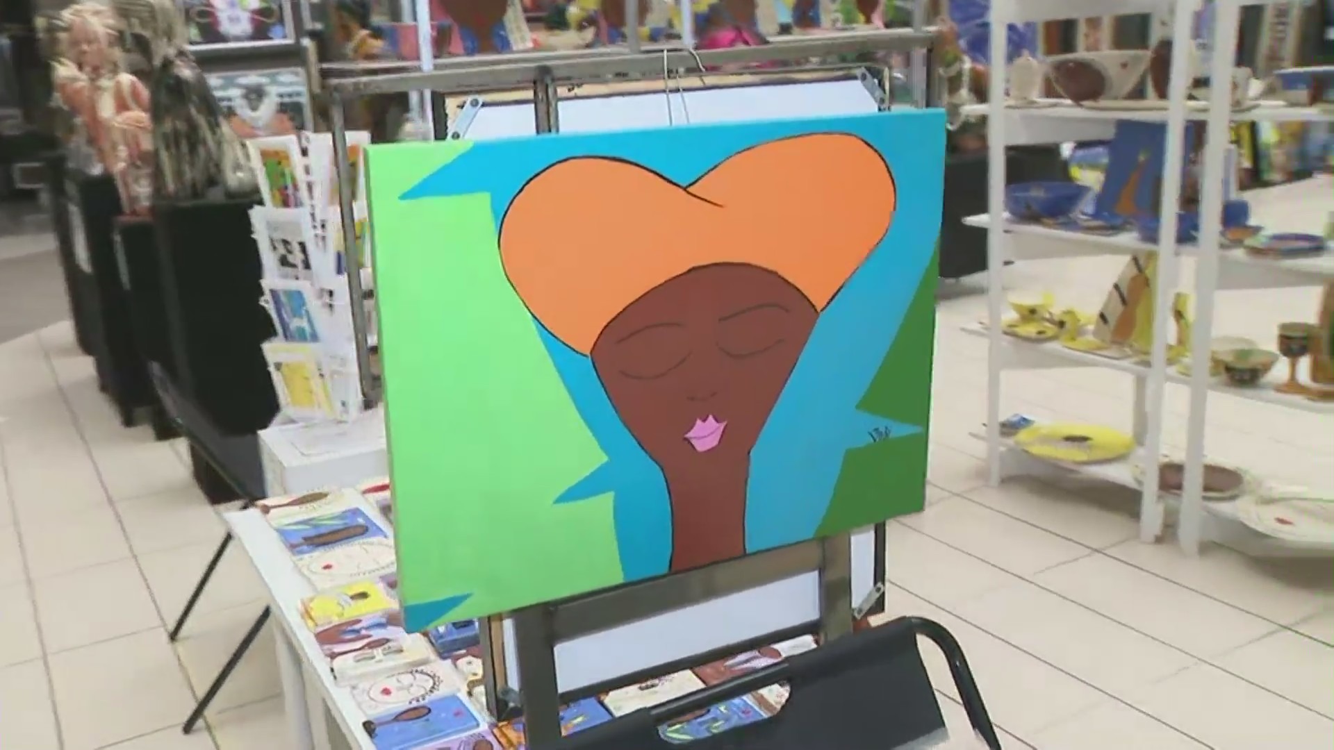 The Pan African Film and Arts Festival features visual art in addition to cinema, as shown on Feb. 11, 2023. (KTLA)