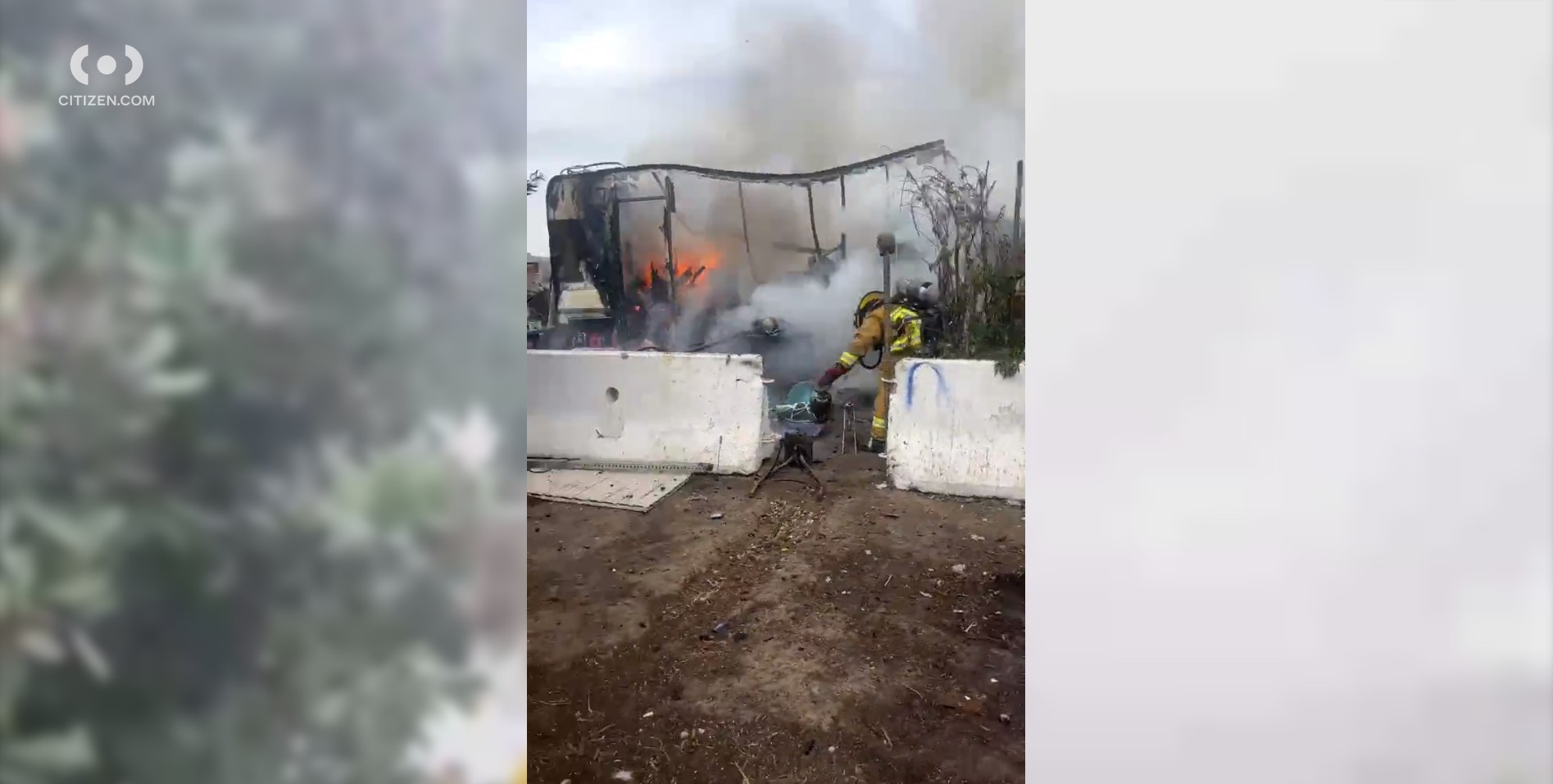 A man was declared dead after an RV fire in Playa del Rey on Feb. 18, 2023, as shown on the Citizen app.