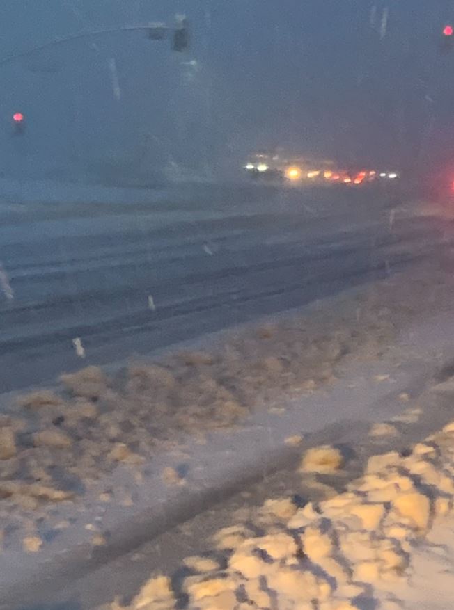 Snow shutting down roads on 138 Freeway near Wrightwood.