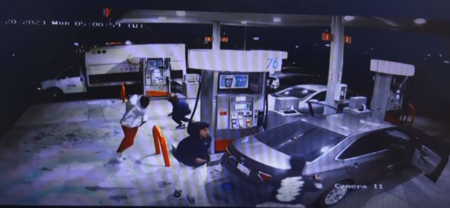 Suspects caught on camera carjacking a victim in Garden Grove on Feb. 22, 2023. (Garden Grove Police)