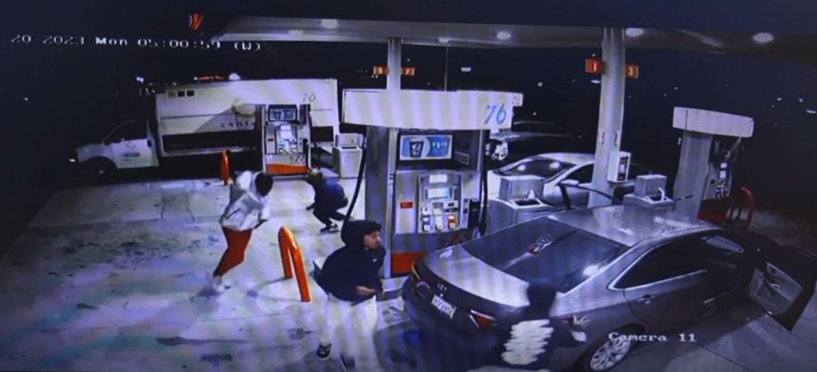 Suspects caught on camera carjacking a victim in Garden Grove on Feb. 22, 2023. (Garden Grove Police)