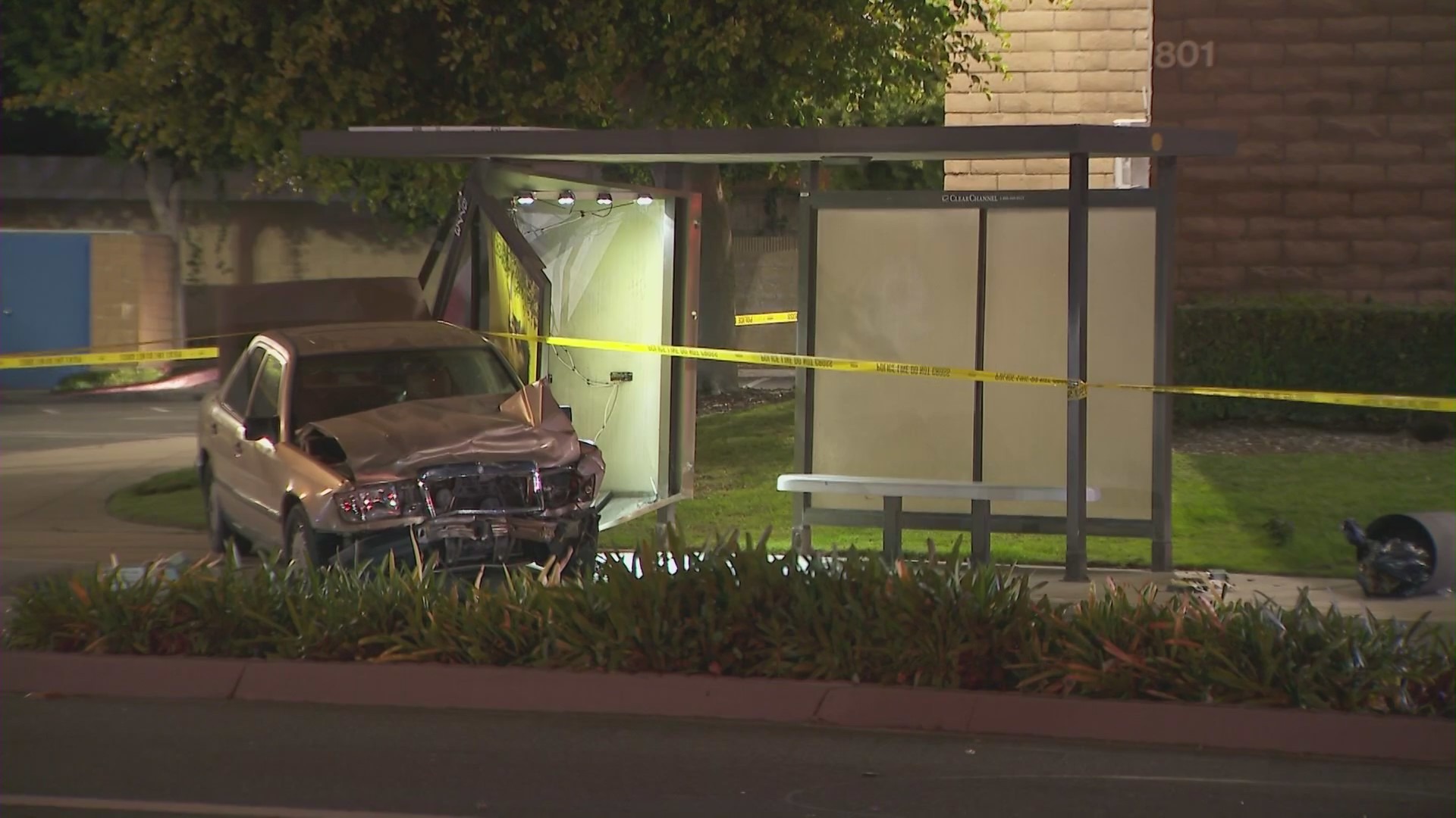 Suspect's vehicle after a hit-and-run crash left five hospitalized in Seal Beach on Feb. 11, 2023. (KTLA)