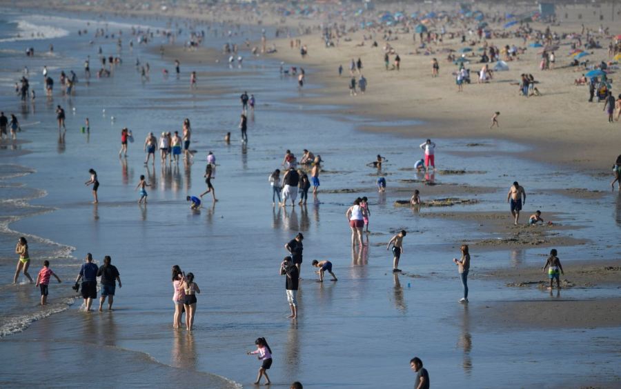 People enjoying the beach in California