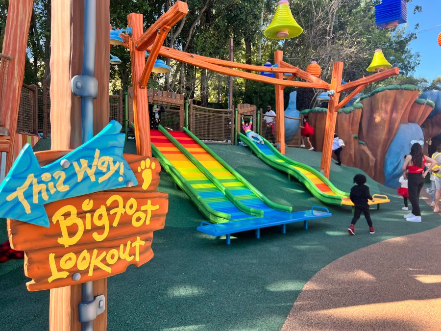 Mickey's Toontown includes wheelchair accessible slides as part of the company's mission to be more inclusive. Photos of the slides were taken during a media sneak preview on March 18, 2023 (KTLA)