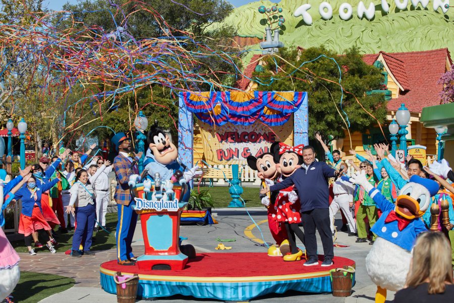 Disneyland President Ken Potrock speaks ahead of the reopening of Mickey's Toontown on March 18, 2023. (Disneyland)