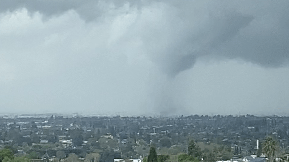 A funnel cloud is seen in the distance in Montebello on March 22, 2023. (Anthony Ortiz)