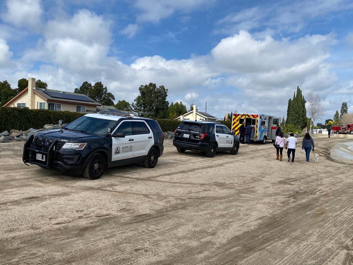 First responders on the scene after a boy was swept away by fast moving waters in the Santa Ana River Sunday Mar. 12, 2023 (OFCA)