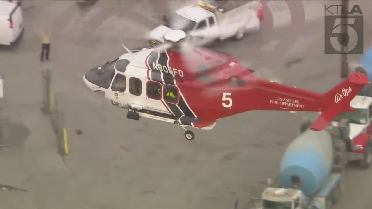 Authorities rescued a man who was swept into the Los Angeles River on March 15, 2023. (KTLA)