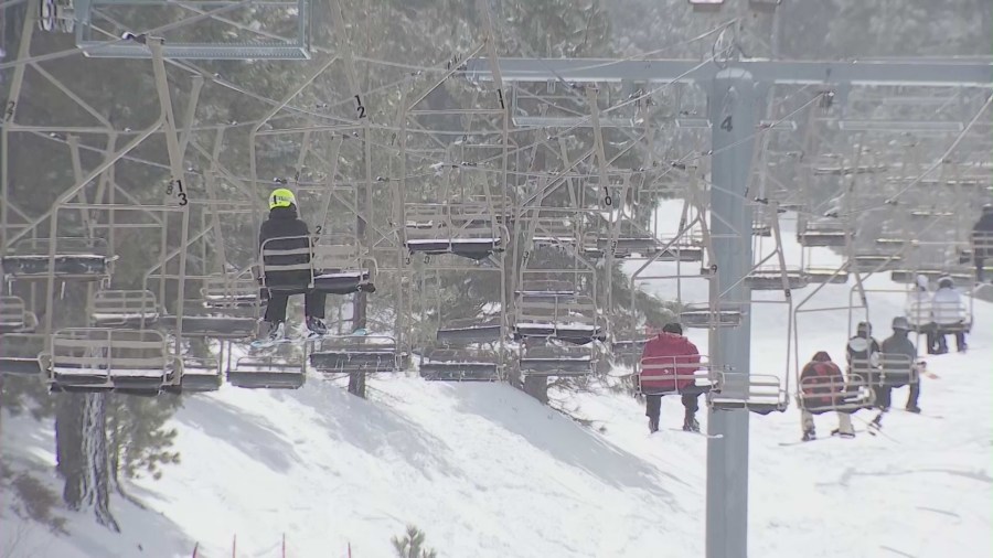 Mountain High Resort welcoming visitors to the slopes following a series of historic winter storms. (KTLA)