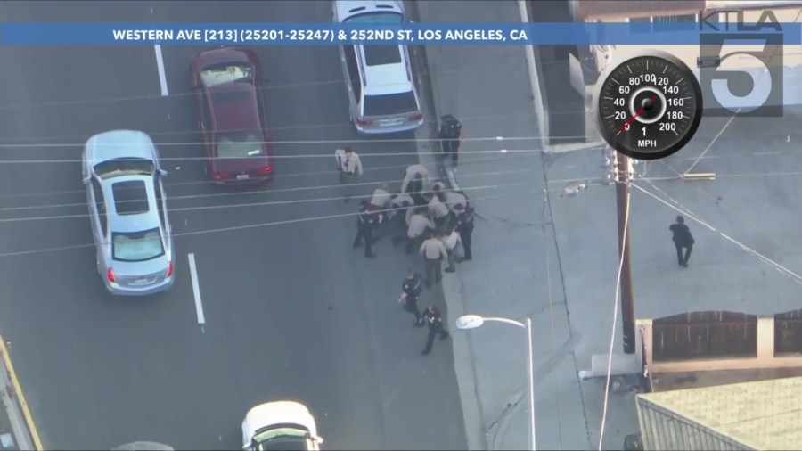 Suspect taken into custody following a dangerous pursuit in L.A. County. (KTLA)