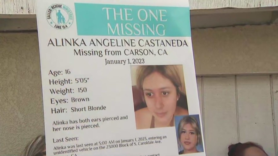 The family of Alinka Angeline Castaneda held a press conference pleading for the public’s help on March 17, 2023. (KTLA)