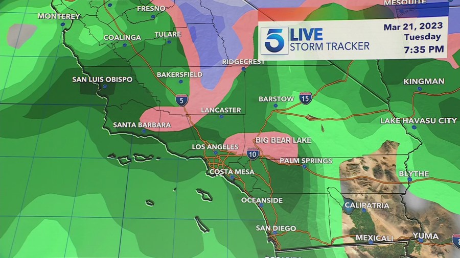 Forecasted rainfall totals for Southern California. (National Weather Service)