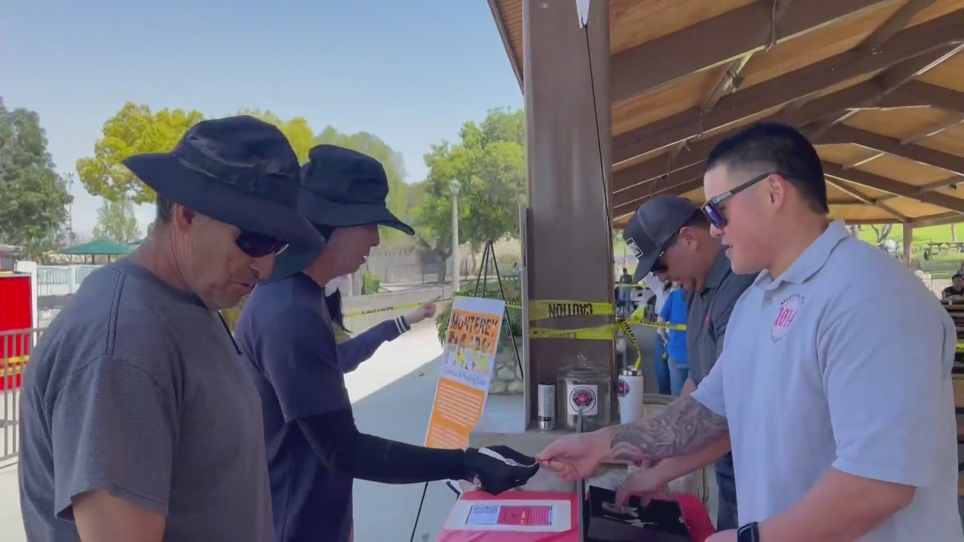 Locals gathered for a fundraiser held by the Monterey Park Fire Department to benefit those most affected by the January mass shooting on March 25, 2023. (KTLA)