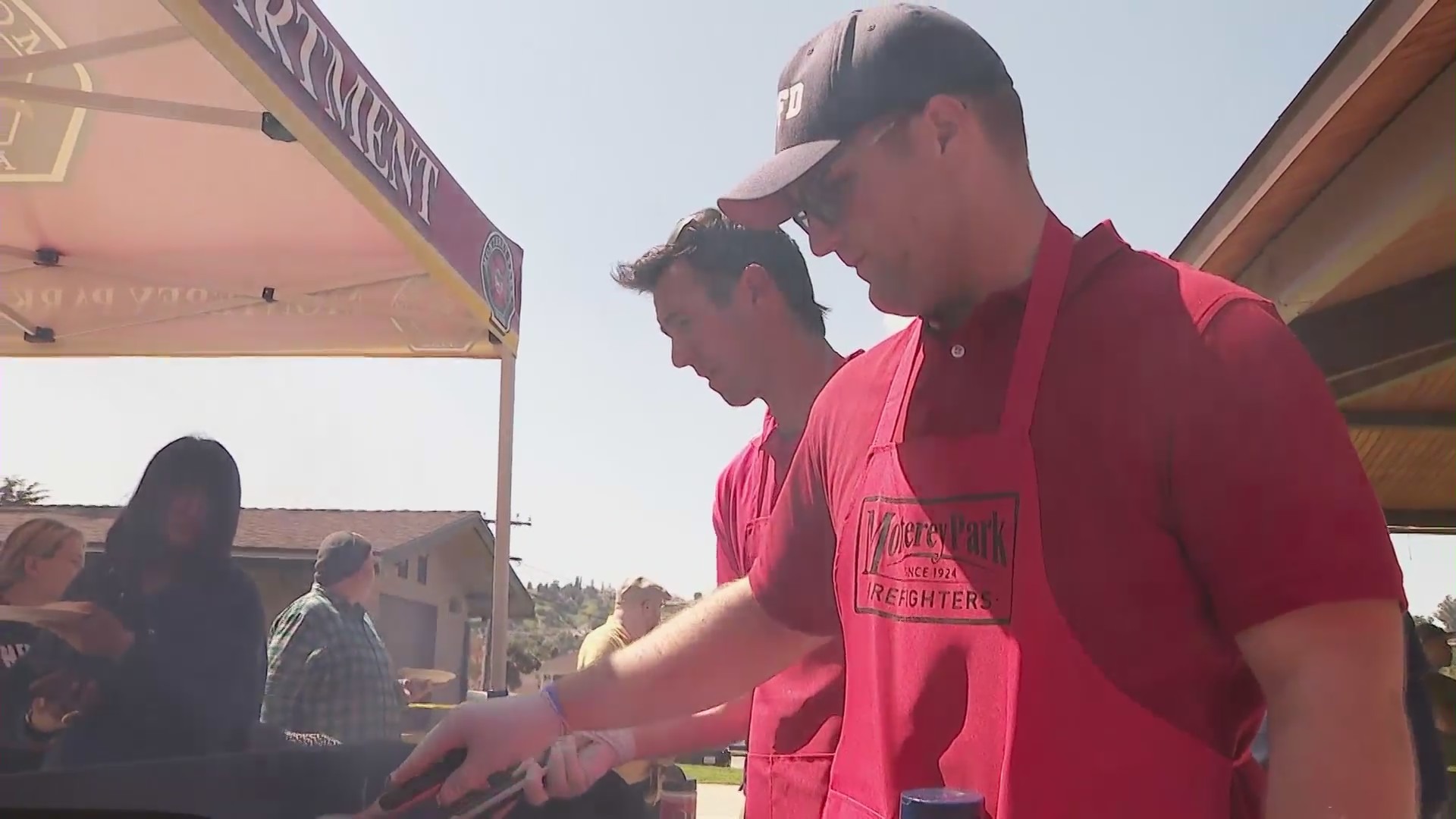 Locals gathered for a fundraiser held by the Monterey Park Fire Department to benefit those most affected by the January mass shooting on March 25, 2023. (KTLA)