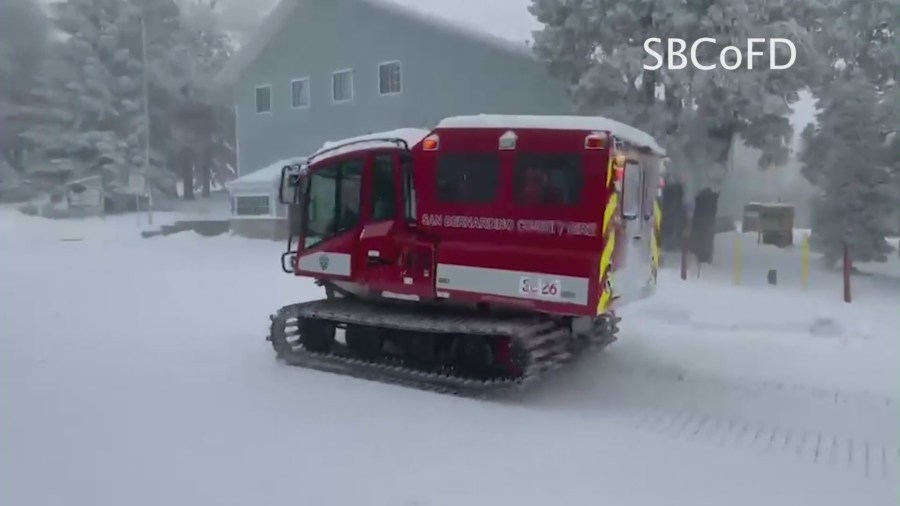 Emergency crews dig out homes and roads after a historic winter snowstorm in SoCal mountain communities. (San Bernardino County Fire Dept.)