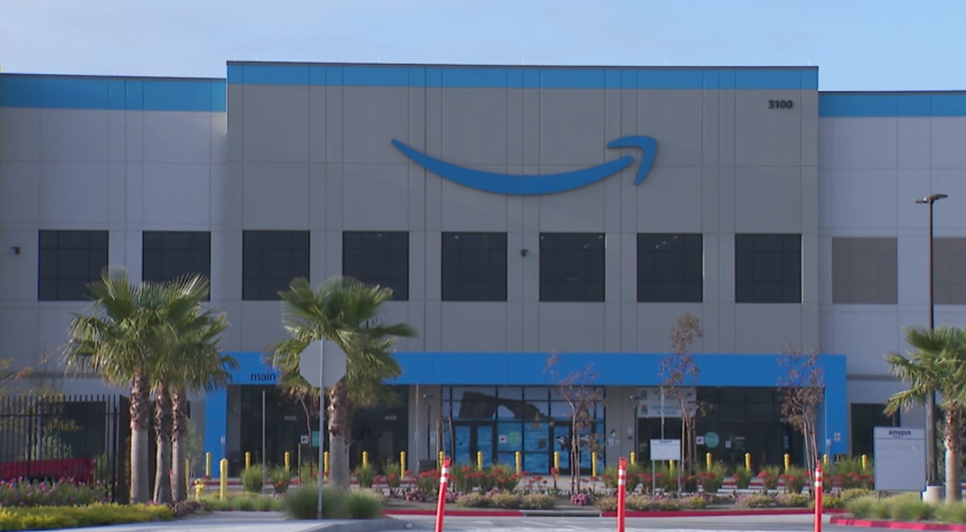 The Amazon Fulfillment Center in Oxnard is shown on April 14, 2023. (KTLA)