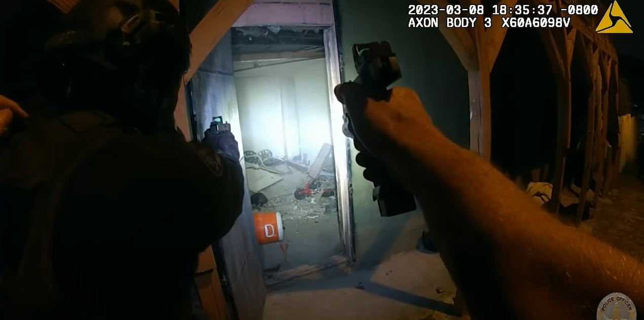 Body cam footage from a deadly standoff involving a man who shot three police officers in Boyle Heights in March was released on April 7, 2023. (Los Angeles Police Department)