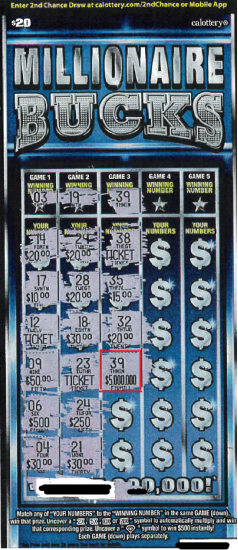 California Lottery scracther ticket