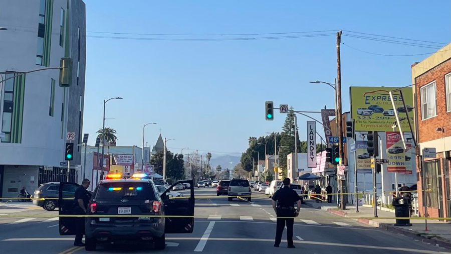 One person was killed after a suspect opened fire on a Vermont Square street on April 15, 2023. (Los Angeles Police Department)