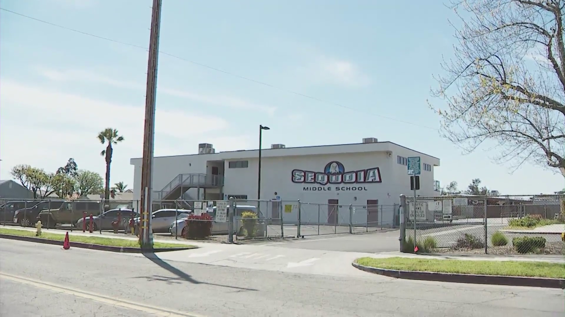 Sequoia Middle School in Fontana. (KTLA)