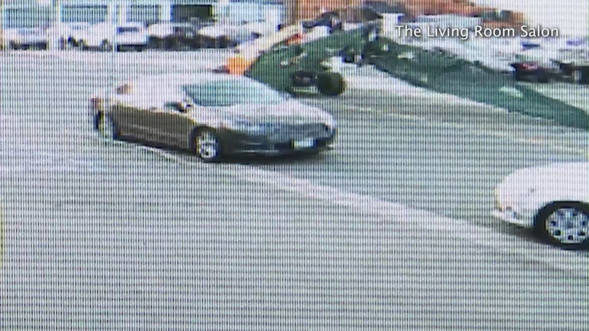 Security video captures a man with a stolen forklift going on a rampage in Costa Mesa on April 25, 2023. (The Living Room Salon)