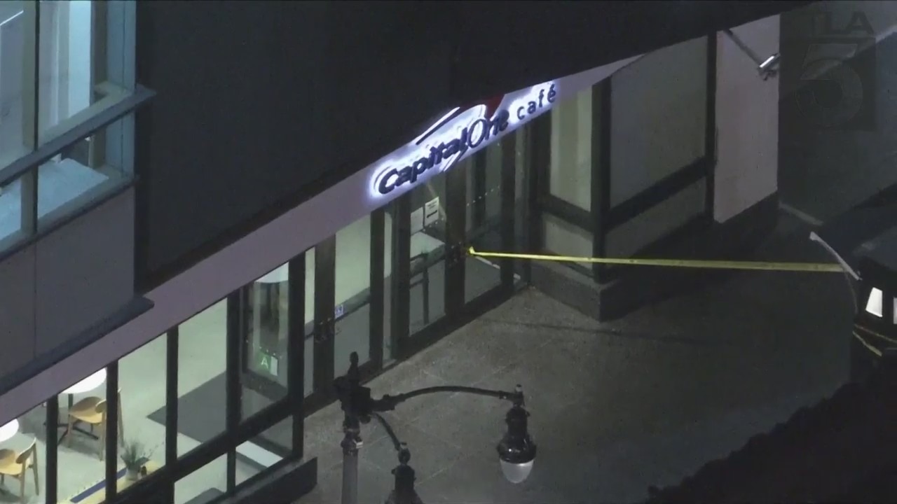 A man is hospitalized after being shot in the head on Hollywood Boulevard Friday night. (KTLA)