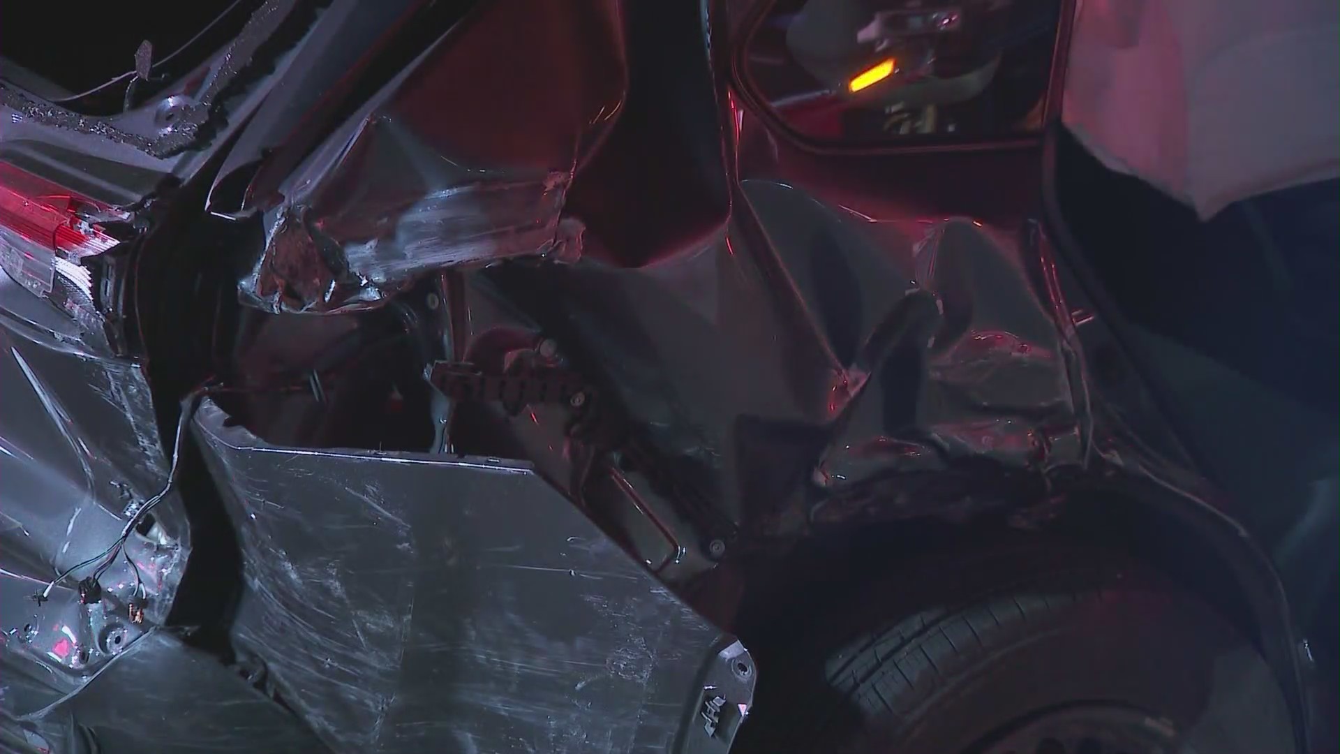 A multi-vehicle crash in Pacific Palisades left seven people hospitalized on April 15, 2023. (KTLA)