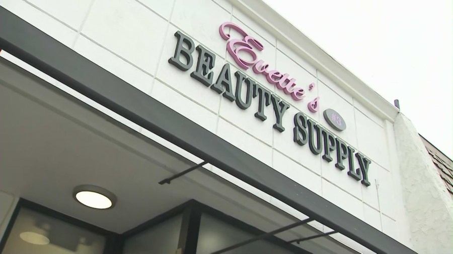 Evette's Beauty Supply in Tarzana is permanently closing due to continuous crime sprees targeting the shop.(KTLA)