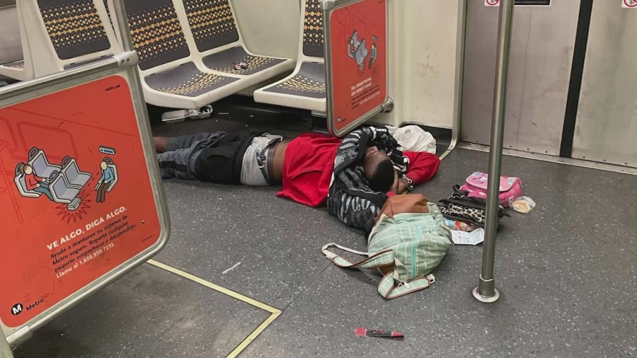 Crime seen on subway train platforms in Los Angeles. (Kenyson Dove)