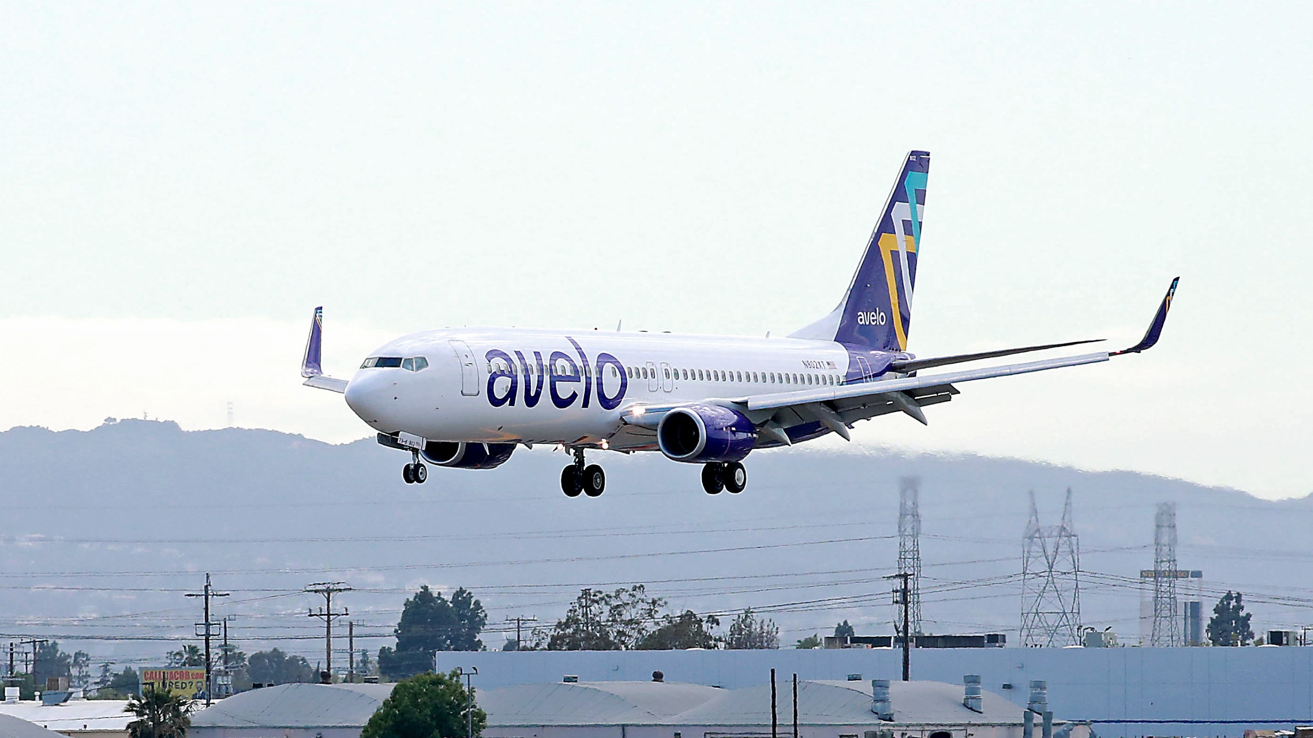 An Avelo aircraft is seen at Hollywood Burbank Airport on April 07, 2021 in Burbank, California(Joe Scarnici/Getty Images for Avelo)