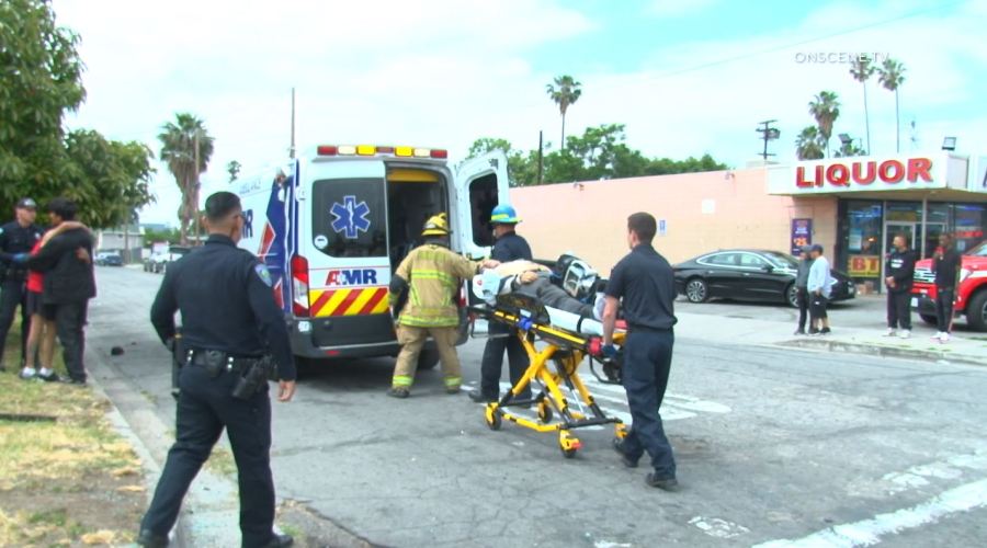 One person was killed and another was hospitalized after a a three vehicle road rage hit-and-run crash in San Bernardino on May 27, 2023. (OnScene.TV)