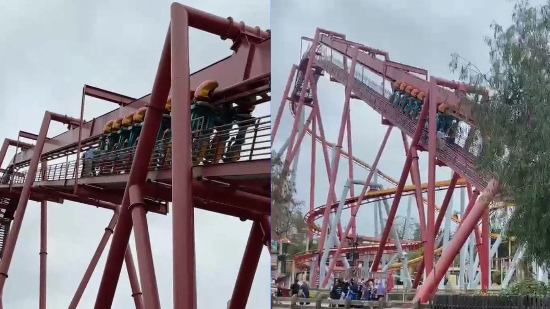 Riders stuck on the Silver Bullet roller coaster at Knott's Berry Farm on May 26, 2023. (Citizen)