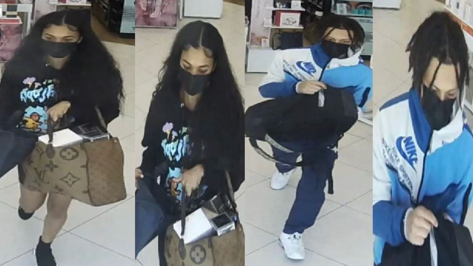 Suspects wanted for allegedly stealing thousands of dollars in merchandise from an Ulta shop in Calabasas on April 28, 2023. (Los Angeles County Sheriff's Department)