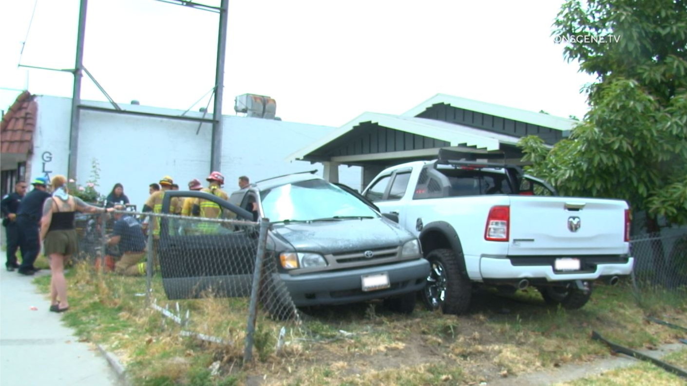 One person was killed and another was hospitalized after a a three vehicle road rage hit-and-run crash in San Bernardino on May 27, 2023. (OnScene.TV)