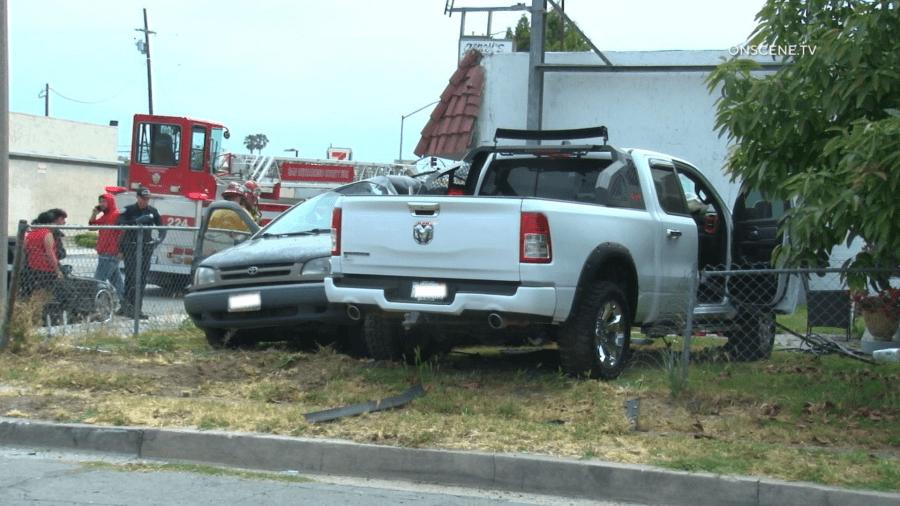 One person was killed and another was hospitalized after a a three vehicle road rage hit-and-run crash in San Bernardino on May 27, 2023. (OnScene.TV)