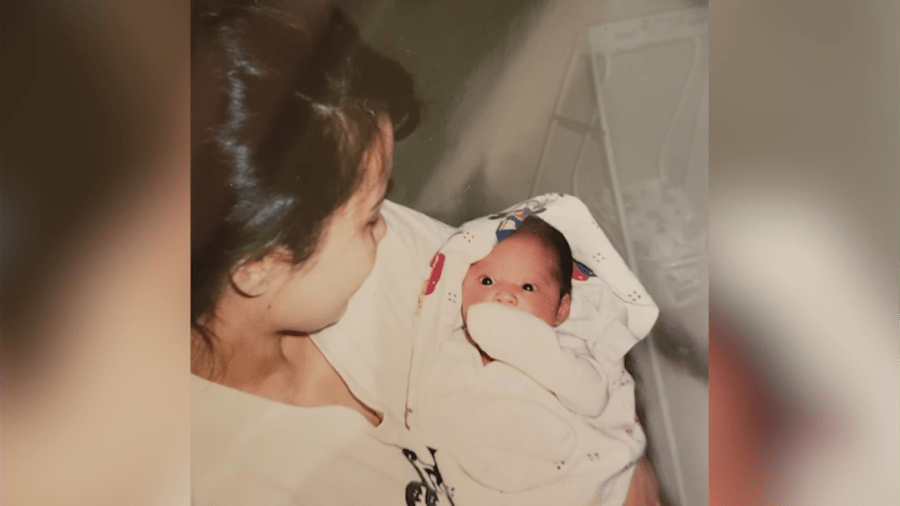 Elizabeth and baby Brittany are seen in a photo provided by  Loma Linda University Health.