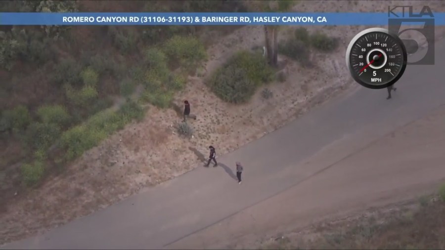 A group of robbery suspects were caught after a high-speed chase through Los Angeles County on May 26, 2023. (KTLA)