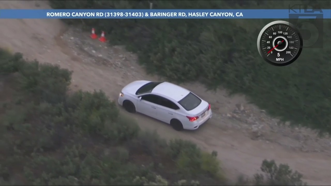 A group of robbery suspects were caught after a high-speed chase through Los Angeles County on May 26, 2023. (KTLA)