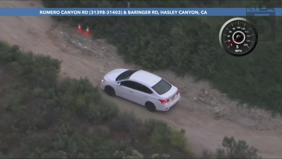 A group of robbery suspects were caught after a high-speed chase through Los Angeles County on May 26, 2023. (KTLA)