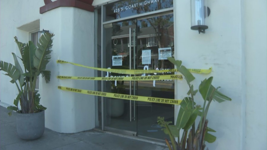 A 20-person brawl broke out in the lobby of Hotel Laguna in Laguna Beach on May 2, 2023. (KTLA)