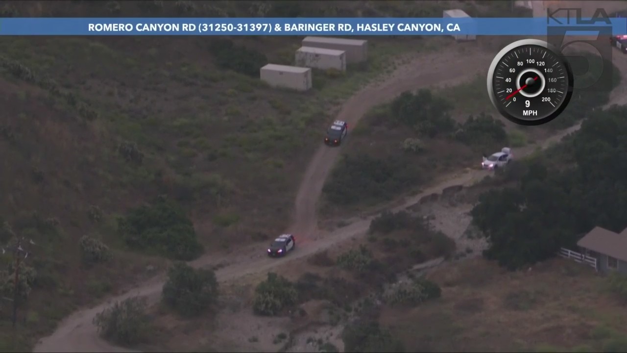 A group of robbery suspects were caught after a high-speed chase through Los Angeles County on May 26, 2023. (KTLA)